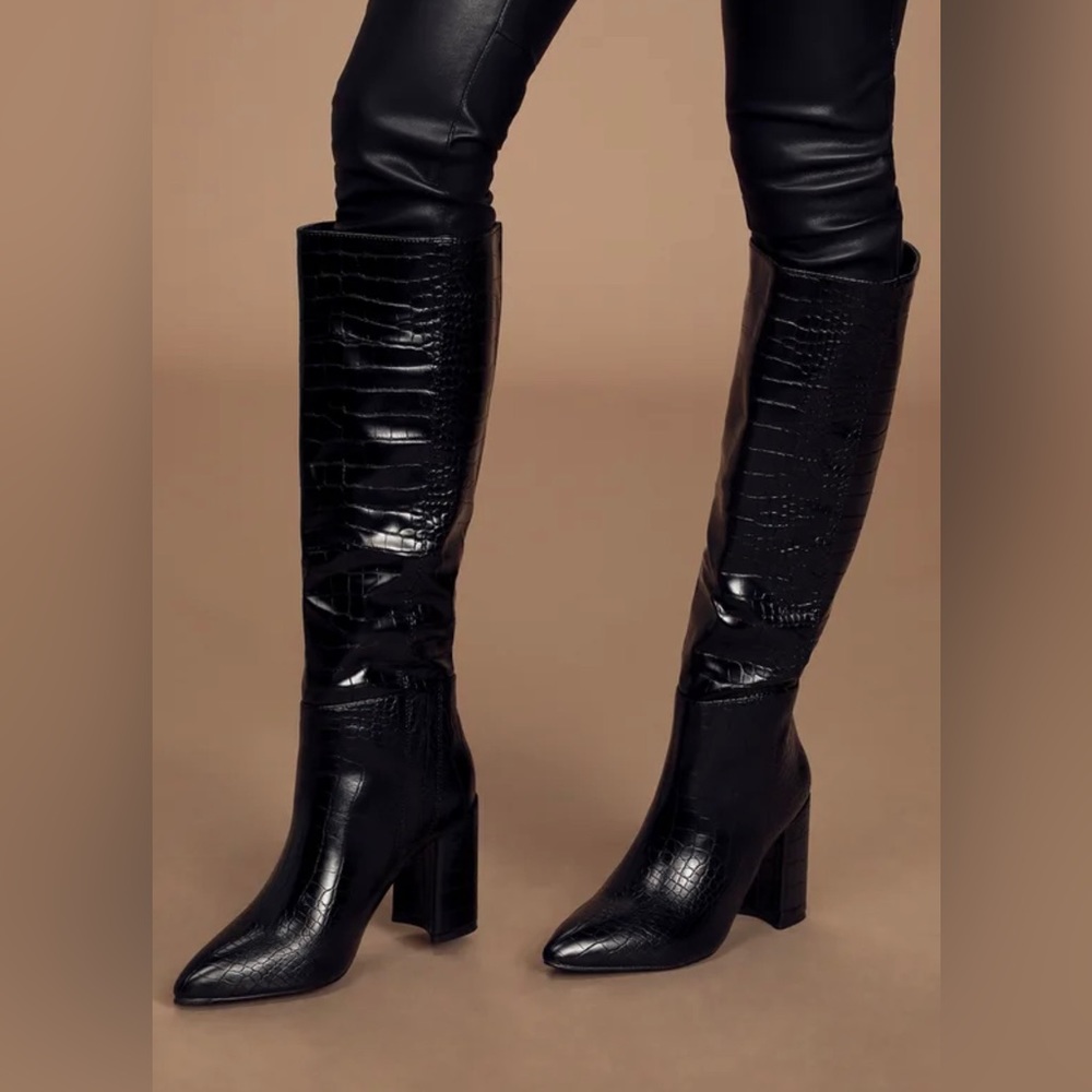 Croc faux leather boots